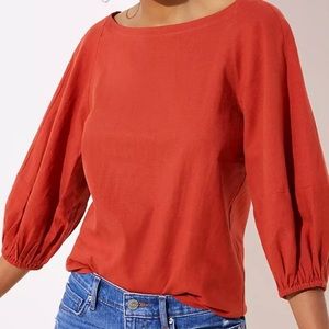 Linen Balloon Sleeve Top